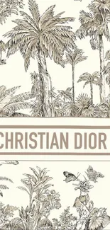 Elegant Christian Dior tropical-themed wallpaper design.