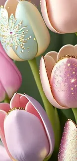 Elegant pastel tulip art wallpaper design.