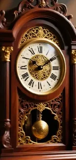 Elegant vintage clock with intricate gold details.