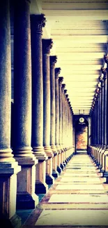 Elegant corridor with vintage columns in soft beige tones.