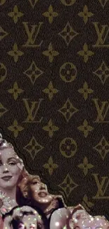 Vintage luxury pattern wallpaper with celebrity collage.