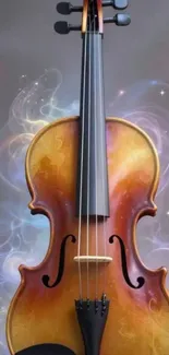 Artistic violin with magical light effects.