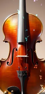 Elegant violin with rich brown finish, perfect for a mobile wallpaper.