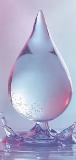 Water drop splashing in serene pastel tones.
