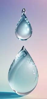 Elegant water droplet with blue gradient background.