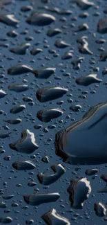 Elegant dark blue wallpaper with water droplets