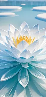 White and blue lotus on tranquil water, serene mobile wallpaper.