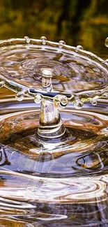 Artistic close-up of a dynamic water splash with golden reflections.