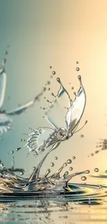 Elegant splash art with water butterflies and teal background.