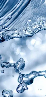 Close-up of splashing water droplets in elegant blue tones.