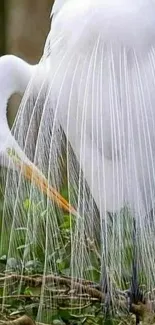 Majestic white bird with elegant plumage.