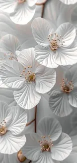 Elegant wallpaper featuring white flowers.