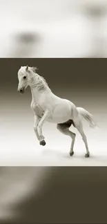 Elegant white horse running on a serene background, perfect for mobile wallpaper.