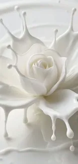 Elegant white milk splash forming a rose.