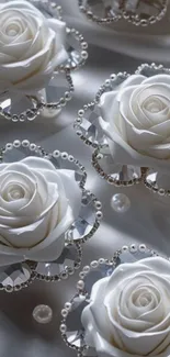 Elegant white roses with intricate details.