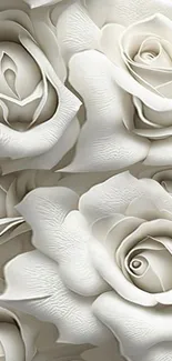 Elegant white rose pattern mobile wallpaper, perfect for a serene backdrop.