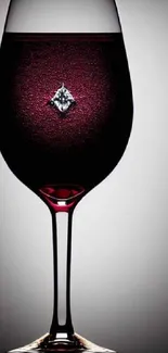 Elegant crimson wine glass with diamond accent wallpaper.