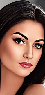 Close-up digital portrait of a woman with striking features.