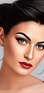 Elegant digital art portrait of a woman with striking features.