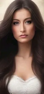 Elegant woman portrait with long hair.