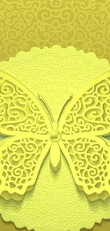 Elegant yellow butterfly design wallpaper with intricate patterns.