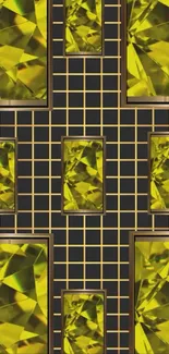 Yellow gemstones in an elegant grid design wallpaper.