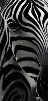 Close-up of zebra stripes in monochrome art style.