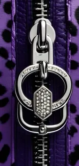 Close-up of a metallic zipper against a purple backdrop.