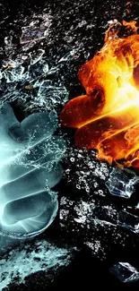 Dynamic wallpaper with fire and ice clash.