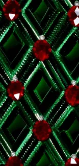 Emerald and ruby gemstone pattern wallpaper.