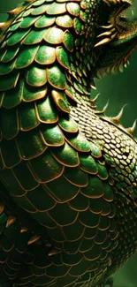 Emerald dragon scale design with vibrant textures.