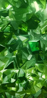 Emerald geometric crystal pattern wallpaper.