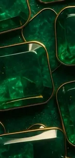 Emerald gemstone pattern with a glowing shine.