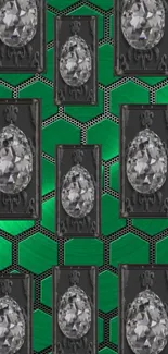 Emerald gemstone pattern mobile wallpaper with a luxurious design.