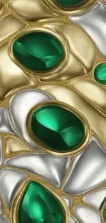 Abstract design with emerald and gold elements, perfect for luxury wallpaper.