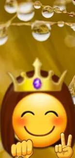 Emoji queen with golden nature background wallpaper.