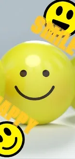 Yellow emoticons showing varied expressions in a playful setup.