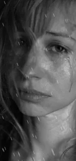 Black and white emotional portrait with tears