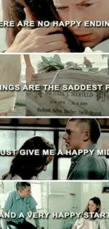 Dramatic montage of emotional film quotes.