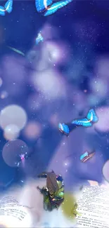 Blue butterflies with bokeh background