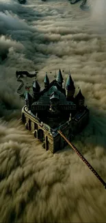 An enchanting castle floating in clouds.