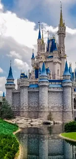 Enchanting castle reflection in tranquil waters.