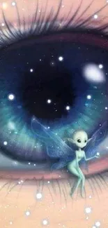 Enchanted eye with delicate fairy mobile wallpaper.