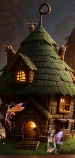 Enchanted fairy house with mystical fairies.