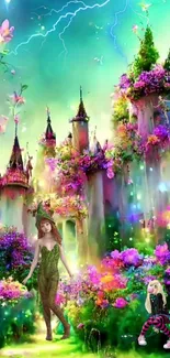 Enchanted castle with vibrant colors and magic.