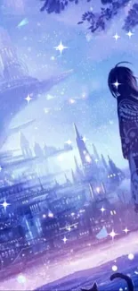 Fantasy cityscape artwork with magical elements.