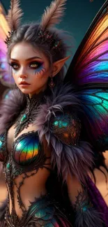 Fantasy fairy with vibrant butterfly wings.