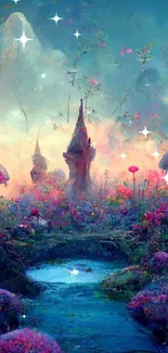 Enchanted fantasy forest with vibrant mushrooms and mystical charm.