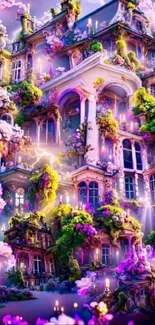 Enchanted house surrounded by colorful flora.