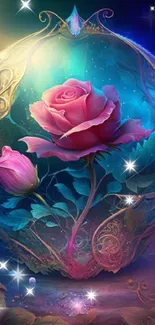 Enchanting rose with a mystical and magical surrounding.